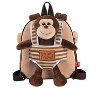 PERLETTI Kuscheltier Affe Rucksack Kleinkinder mit Plüsch Abnehmbar Weich - Kinderrucksack Plüschtier für Kindergarten Kinder 3 4 5 Jahren - Äffchen Plüschspielzeug Kindertasche - 22x25x3 cm (Affe)