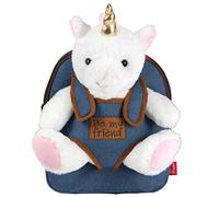 PERLETTI Kuscheltier Einhorn Rucksack für Kinder mit Plüschtier - Pluschspielzeug Weich Flauschig und Kindergarten Schultasche mit Plüsch Unicorn - Baby 3 4 5 Jahren Kindertasche 27x21x9 cm (Einhorn)