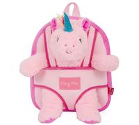PERLETTI Kuscheltier Rucksack für Kinder mit Plüschtier - Pluschspielzeug Weich Flauschig Kindergarten Schultasche mit Plüsch Tier Tasche - 3 4 5 Jahren Baby Kindertasche 27x21x9 cm (Einhorn Pink)