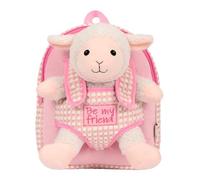 PERLETTI Kuscheltier Rucksack für Kinder mit Plüschtier - Pluschspielzeug Weich Flauschig und Kindergarten Schultasche mit Tasche für Plüsch Tier - 3 4 5 Jahren Baby Kindertasche 27x21x9 cm (Schaf)