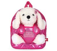 PERLETTI Kuscheltier Rucksack Mädchen mit Pudel Plüschtier - Pink Schultasche Kindergarten mit Plüsch Hündchen - Rosa Kindertasche für Kinder 3 4 5 6 Jahre (Rucksack)