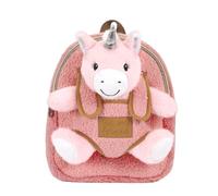 PERLETTI Kuscheltier Rucksack mit Plüsch Tier - Weich Pluschspielzeug Tasche Kinder mit Pluschtier - Kindergarten Kindertasche Flauschig Kleine Mädchen Jungen 3 4 5 6 Jahre - 27x21x9 cm (Einhorn)