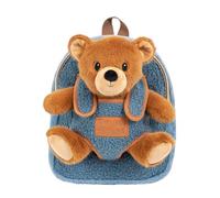 PERLETTI Kuscheltier Rucksack mit Plüsch Tier - Weich Pluschspielzeug Tasche Kinder mit Pluschtier - Kindergarten Kindertasche Flauschig Kleine Mädchen Jungen 3 4 5 6 Jahre - 27x21x9 cm (Bärchen)