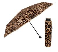 PERLETTI Leopardenmuster Regenschirm für Damen Frauen - Leoparden Tachenschirm Manuell Automatisch Mädchen - Leoprint Animalier Kompakt Leicht Winddicht Regenschirm Damenschirm (Leo Beige, Manuell)