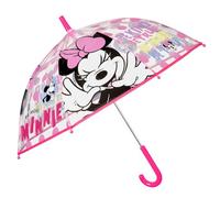 PERLETTI Minnie Regenschirm Transparent Mädchen - Durchsichtiger Stockschirm Minni Maus für Kinder 3 4 5 6 Jahren - Kinderregenschirm Schirm Kleinkind Windfest - Durchmesser 69 cm (Rosa)