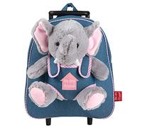 PERLETTI Plüschtier Elefant Kindergepäck Rucksack Kinder - Kinderrucksack mit Abnehmbaren Rädern und Kuscheltier Spielzeug - Kindergarten Rollrucksack Kleinkinder 3 4 5 Jahren - 28x32x11 cm (Elefant)