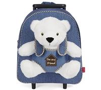 PERLETTI Plüschtier Kindergepäck Rucksack für Kinder - Kinderrucksack mit Abnehmbaren Rädern und Kuscheltier Spielzeug - Kindergarten Rollrucksack Kleinkinder 3 4 5 Jahren - 28x32x11 cm (Eisbär)