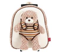 PERLETTI Plüschtier Teddybär Kindergepäck Rucksack für Kinder - Kinderrucksack Abnehmbaren Rädern und Kuscheltier Bär Plüschbär - Kindergarten Rollrucksack Kleinkinder 3 4 5 Jahren - 28x32x11 cm (Bär)