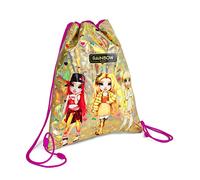 PERLETTI Rainbow High Turnbeutel für Mädchen - Gold Schuhbeutel Sportbeutel mit Regenbogen Puppen für Kindergarten Schule - Sportsack Schuhtaschen Undurchlässig Reisen Schuhe Spielzeug - 39x31 cm