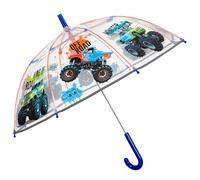 PERLETTI Regenschirm Kinder Transparent mit Monster Truck - Kinderschirm Reflektierend für Kleine Jungen 3 4 5 Jahre - Kinderregenschirm Durchsichtig Farbig Sicher - Durchm 69 cm (Monstertruck)