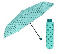 PERLETTI Regenschirm Kompakt Handtasche für Damen - Taschenschirm Manuell für Frauen Mädchen - Damenschirm Regen Schirm Sturmfest Leicht Mini - Durchmesser 97 cm (Hellblau mit Punkten)