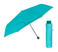 PERLETTI Regenschirm Kompakt Handtasche für Damen - Taschenschirm Manuell für Frauen Mädchen - Damenschirm Regen Schirm Sturmfest Leicht Mini - Durchmesser 97 cm (Türkis)