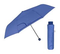 PERLETTI Regenschirm Kompakt Handtasche für Damen - Taschenschirm Manuell für Frauen Mädchen - Damenschirm Regen Schirm Sturmfest Leicht Mini - Durchmesser 97 cm (Indigo)