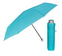 PERLETTI Regenschirm Kompakt Handtasche für Damen - Taschenschirm Manuell für Frauen Mädchen - Damenschirm Regen Schirm Sturmfest Leicht Mini - Durchmesser 97 cm (Türkis Geometrisch)