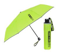 PERLETTI Regenschirm Taschenschirm Blau Reflektierend Kinder - Jungen Regen Schirm Kompakt Klein Windsicher - Kinderschirm 7+ Jahre Windfest Sicher Bunt - Durchmesser 91 cm (Neon Gelb)