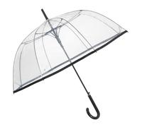 PERLETTI Regenschirm Transparent Damen Frauen - Durchsichtiger Schirm Kuppel Förmigen - Glockenregenschirm Automatik Sturmfest - Stockschirm Klar Größ - Durchme 89 cm (Schwarzer Rand)