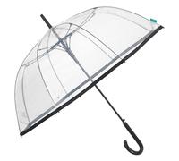 PERLETTI Regenschirm Transparent für Damen Frauen - Durchsichtiger Schirm Kuppel Förmigen - Glockenregenschirm Automatik Sturmfest - Stockschirm Klar Größ - Durchmesser 89 cm (Rand Schwarz)