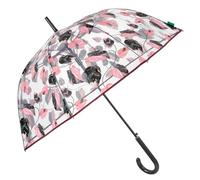 PERLETTI Regenschirm Transparent für Damen Frauen - Pink Durchsichtiger Schirm Kuppel Förmigen Windfest - Glockenregenschirm Stockschirm Automatik Sturmfest Klar - Durchmesser 89 cm (Rosa Blätter)
