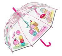 PERLETTI Regenschirm Transparent Rosa für Kinder - Kinderschirm Reflektierend Durchsichtig Kleine Mädchen 3 4 5 Jahre - Sicher Kinderregenschirm Kindergarten Kleinkind - Durchm 64 cm (Süßigkeiten)