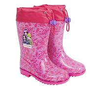 PERLETTI Regenstiefeletten Kleine Mädchen Rainbow High - Wasserdichte Stiefel mit Rutschfeste Sohle und Kordelzug - Bunte PVC Stiefeletten mit Puppenprint und Fuchsiafarbener Sohle (Violett, 24/25 EU)