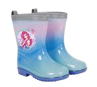 PERLETTI Rosa Gummistiefel für Kleine Mädchen - Pink Regen Stiefel Kleinkind Kindergarten 3 4 5 6 Jahre - Kinderstiefel Stiefeletten Reflektierend für Kinder Maedchen (Meerjungfrau Blau, numeric_22)