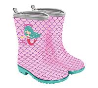 PERLETTI Rosa Gummistiefel für Kleine Mädchen - Pink Regen Stiefel Kleinkind Kindergarten 3 4 5 6 Jahre - Kinderstiefel Stiefeletten Reflektierend für Kinder Maedchen (Meerjungfrau, numeric_26)