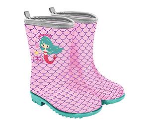 PERLETTI Rosa Gummistiefel für Kleine Mädchen - Pink Regen Stiefel Kleinkind Kindergarten 3 4 5 6 Jahre - Kinderstiefel Stiefeletten Reflektierend für Kinder Maedchen (Meerjungfrau, numeric_22)