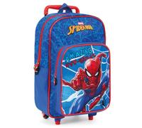 PERLETTI Spiderman Kinderrucksack Kinder 3 4 5 6 Jahre - Marvel Superheld Kindergartenrucksack Jungen mit 2 Rollen - Spider Man Trolley Backpack Kleinkind Kindergarten - 40x24x15 cm (Blau und Rot)