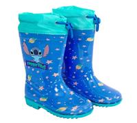PERLETTI Stitch Gummistiefel Kinder Kleinkind Grundschule - Wasserdichte Regen Stiefel Jungen mit Außerirdischen Blau - Regenstiefel Kindergarten mit Rutschfeste Sohle und Kordelzug (Blau, 24/25 EU)