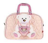 PERLETTI Teddybär Rucksack für Kinder mit Plüschtier Bär und Rosa Herz - Kuscheltier Pluschspielzeug Weich Flauschig und Kindergarten Schultasche - 3 4 5 6 Jahren Baby Kindertasche (Sporttasche)