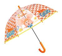 PERLETTI Topo Gigio Regenschirm Kinder Transparent - Kinderregenschirm Stabil mit Sicherheitsöffnung - Kinderschirm Durchsichtig mit Maus - Schirm Jungen Gelb Orange Blau - Durchmesser 64 cm