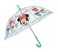 PERLETTI Transparent Regenschirm Disney Minnie Mouse Mädchen - Kinder Stockschirm Minni Maus für Kleinkind 4/6 Jahren - Kinderregenschirm Schirm Automatik Windfest - Durchmesser 74 cm Kids (Türkis)