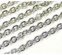 Perlin - 3 Meter Edelstahlkette Metallkette aus Edelstahl Gliederkette Kabel Kette Link Rund Panzerkette 2 x 2,5 mm Silberfarbe Meterware für Schmuck Zubehör DIY M424 x3