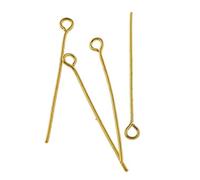 Perlin 350 Kettelstifte Gold 40 mm x 0,7 mm mit Öse Nietstifte Kopfstifte Perlenstifte Schmuckzubehör Bastelzubehör DIY Schmuckherstellung Metall