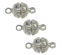 Perlin 3Stk. Magnetverschlüsse Kettenverschluss Rund Verschlüsse Verbinder Silberfarbe Schmuckverschluss Magnet Verschluss für Schmuck Zubehör Kette Armband DIY 14mm