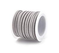 Perlin Faux Wildleder Schnur 5m Lange, 4mm und 5mm Breite, für DIY Schmuckherstellung, Mikrofaser Flache Spitze Kunsthandwerk Cordage für Armband Halskette Perlenschnur (Grau, 5mm) 1x Rolle