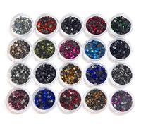 Perlin Hotfix Strasssteine Glitzersteine, Glass Strass Perlen zum Aufbügeln, AAA Qualität, 20 Farben Set mit Sortierbox, Selbstklebend, Hot Glue (2,6mm ~ 3mm SS10) 20000 Stück