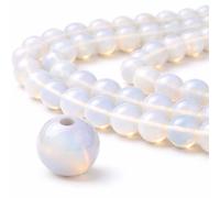 Perlin Mondstein Perlen 6 mm Rund Opalith Halbedelstein Schmuckperlen Edelstein Milchglas Optik mit Loch für Armband Kette DIY Schmuck Basteln vielseitige Größe 60 Stück