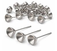 Perlin Ohrstecker Rohlinge Edelstahl 8 mm Silberfarben 30 Stück 15 Paar für Rivoli Xilion Chaton Cabochons Ohrstecker Fassung Schmuck Basteln
