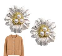 Perlmutt Knopfhülsen Für Damenblusen,2 Teile Bastel Manschettenknöpfe - Blütenförmige Perlen Manschettenknöpfe - Damen Herren Hemden Blusen Kleider Accessoires