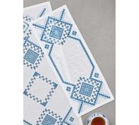 Permin Hardanger Tischläufer Stickpackung Hardanger blau Zählmuster