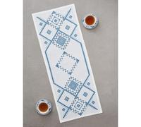 Permin Hardanger Tischläufer Stickpackung Hardanger blau Zählmuster