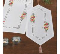 Permin Hardanger Tischläufer Stickpackung Hardanger mit Rosen Zählmuster