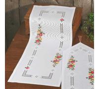 Permin Hardanger Tischläufer Stickpackung Hardanger mit Rosen Zählmuster