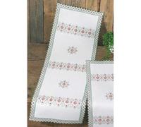 Permin Hardanger Tischläufer Stickpackung Hardanger rosa/grün Zählmuster