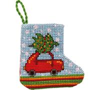 Permin Kreuzstich Stickpackung Weihnachtsstrumpf mini Weihnachtsauto Zählmuster