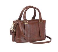 Perphy Damen-Satchel-Tasche aus Leder mit Obergriff und verstellbarem Umhängegurt Braun 21cm*11cm*14cm