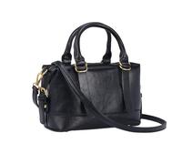 Perphy Damen-Satchel-Tasche aus Leder mit Obergriff und verstellbarem Umhängegurt Schwarz 21cm*11cm*14cm