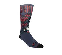 PERRI'S SOCKS AC/DC Offiziell lizenzierte Dye Sublimation Crew Socken - gepolsterte Neuheit Rock Band Socken für Damen und Herren, Schwarz/Rot, Medium