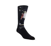 PERRI'S SOCKS Michael Jackson Offiziell lizenzierte Dye Sublimation Crew Socken - gepolsterte Neuheit Socken für Damen und Herren, Schwarz und Dunkelrot, Medium